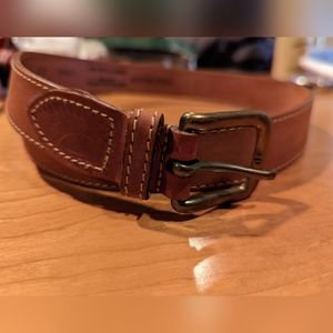 Cole-Haan  hand waxed leather brown belt with gold buckle size 38